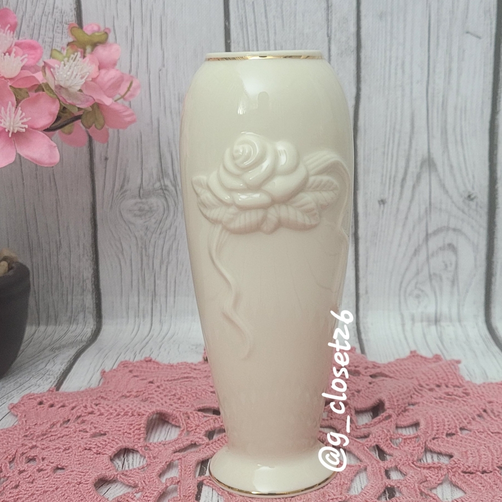 Lenox Porcelain Vase with Gold Logo